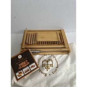 Bambusi Collection Bamboo Foldable Bread Slicing Cutting Board w/ Bag and Knife